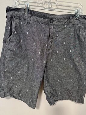 Silver Lake Shorts Mens Size 34 Grey Nautical Anchors Flat Front Casual Cotton